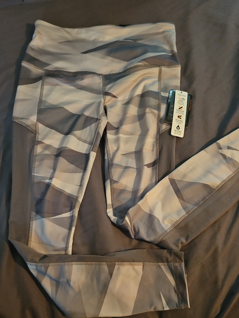 Womens Gray Patterned Active Leggings